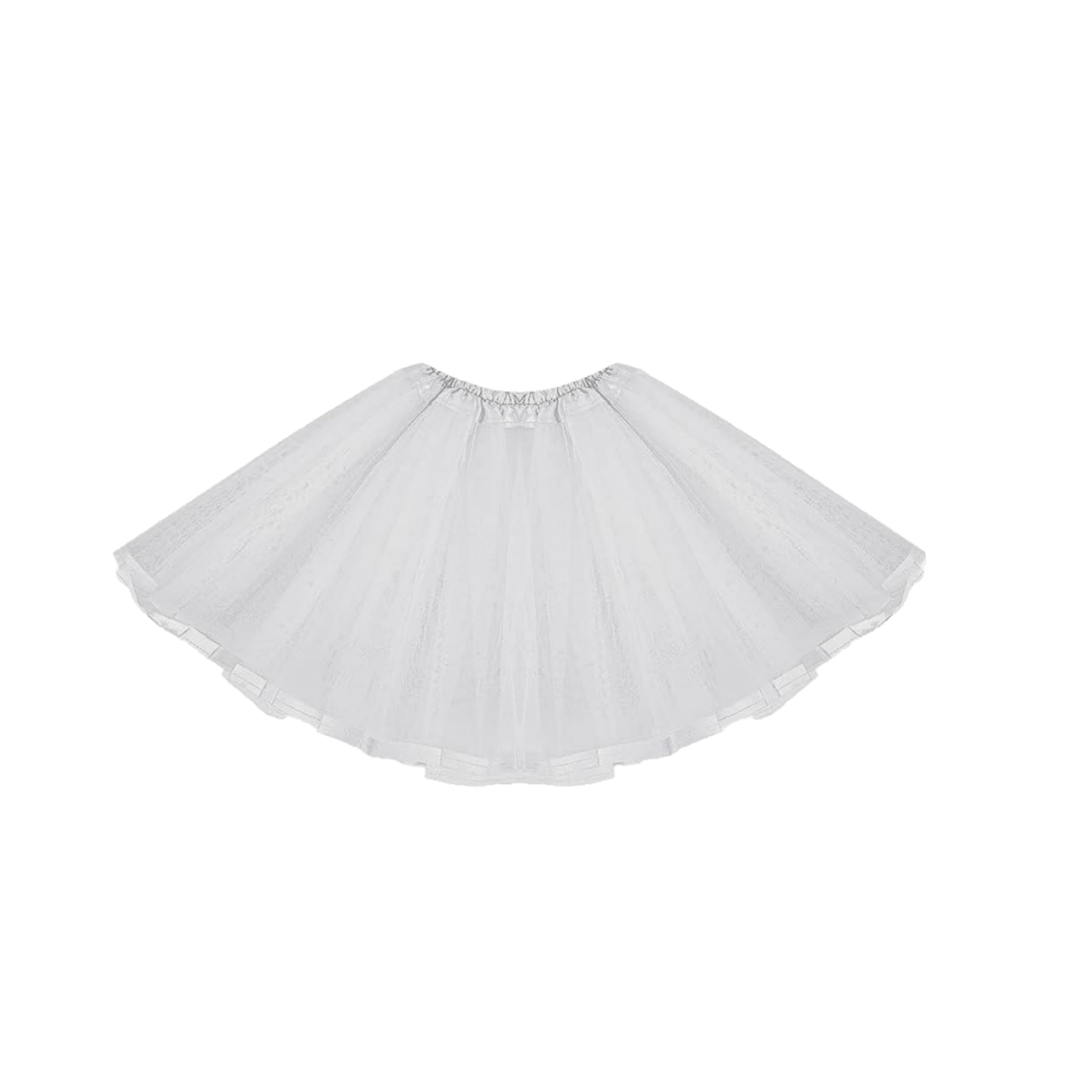 Lizzy | Tutu Skirt | 3 Layered, Short, White, Adult Size, Tulle | Elastic Waistband, Lightweight, Fluffy Design | Fancy Dress, Hen Party, Costume Accessory