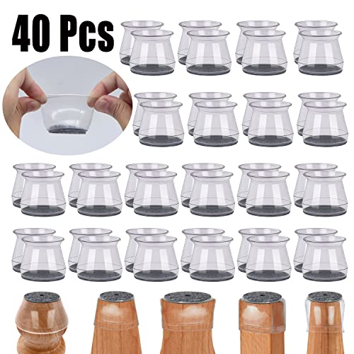 BUMACO 40Pcs Chair Leg Floor Protectors Chair Leg Protectors for Hardwood Floors Silicone Pads Covers to Protect Floors Universal L Clear Fit (1-5/16"~2") - Image 2