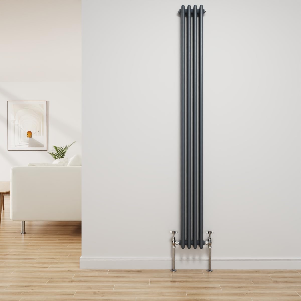 NRG Traditional Radiator Anthracite Cast Iron 3 Column Vertical Central Heating Bathroom Radiators 1800x202mm โ image 1