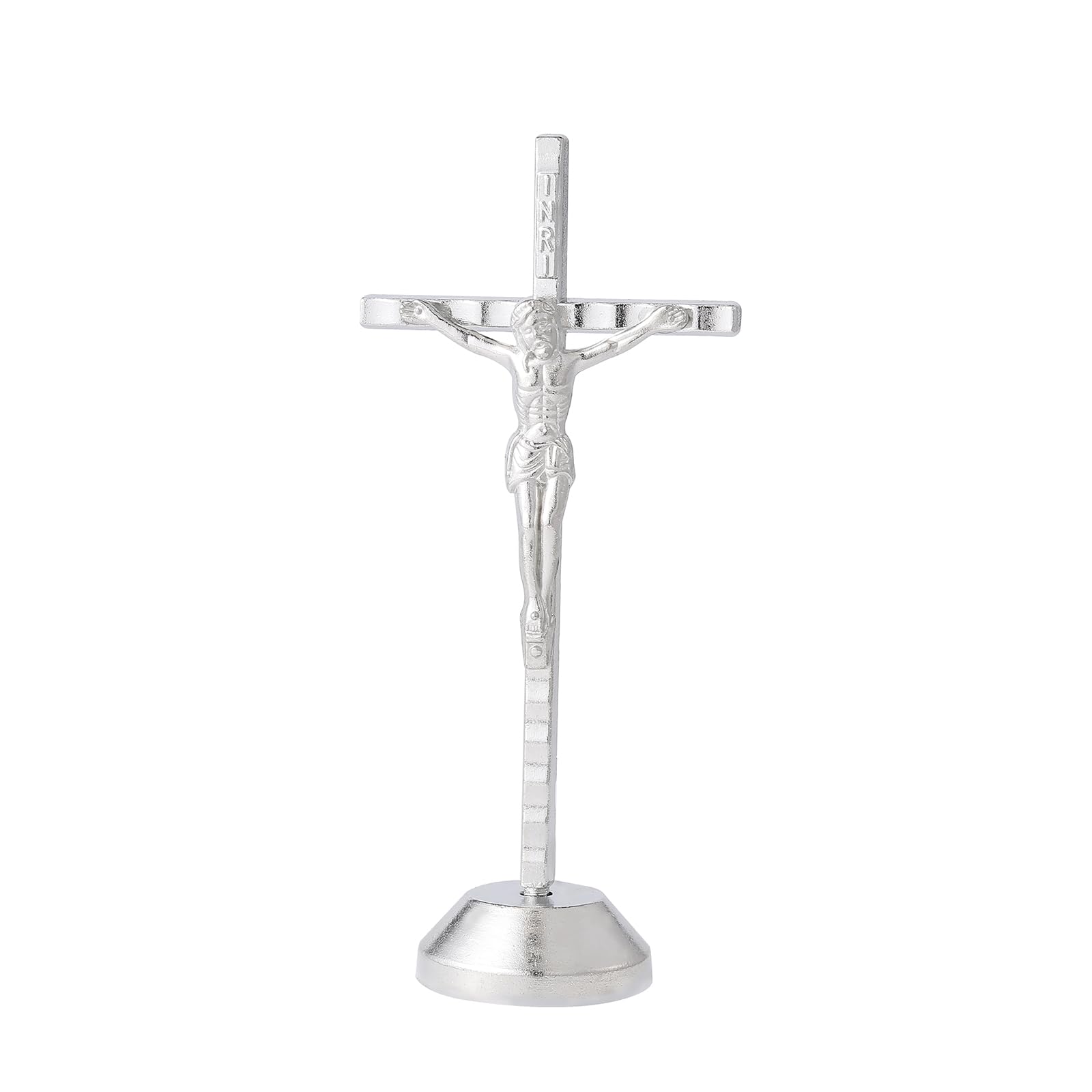 Imerance Crucifix Wall Cross Small Metal Slender Catholic Crosses Silver Cross Wall Décor(4.72inches - Silver)
