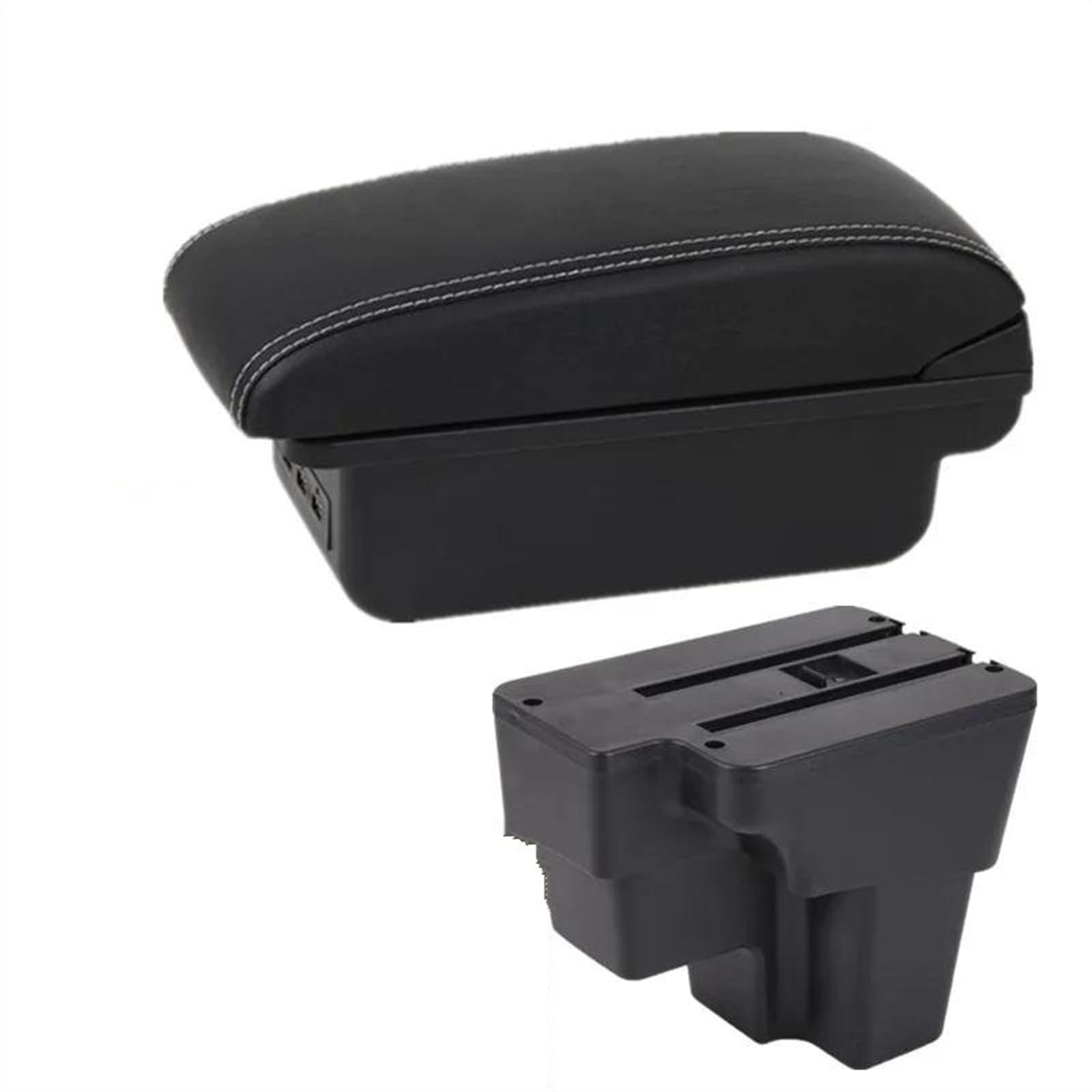NOHEEU Car Armrest Box Retrofit Part Storage Accessorie For STONIC For Rio Lx For Cerato 2015-2024(B1 Black white 3USB)