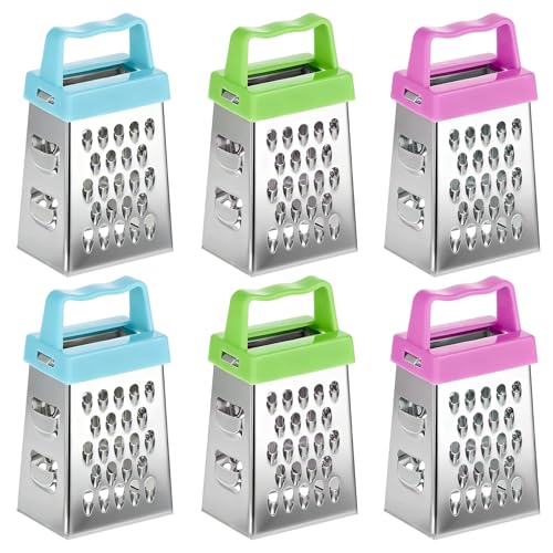 BOHUIZ 6Pcs Mini Cheese Grater, Stainless Steel Professional Box Grater Efficient Kitchen Small Gadget for Grating Garlic Ginger Vegetable Chocolate Parmesan
