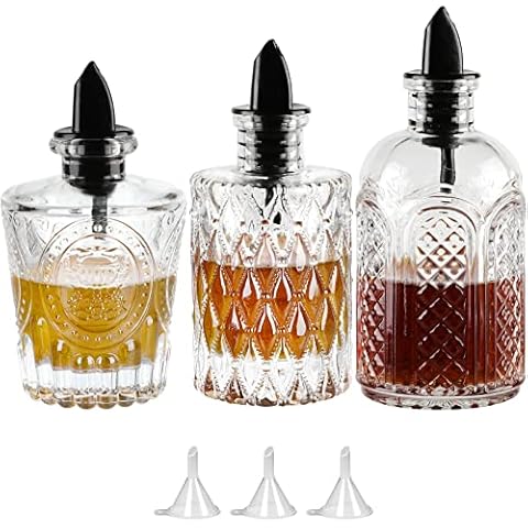 Syrup Bottle Set of 3 - Syrup Dispenser with Leak-Proof Lids Pour Spout Ideal for Coffee Syrups,Honey,Condiments,Olive Oil Cover