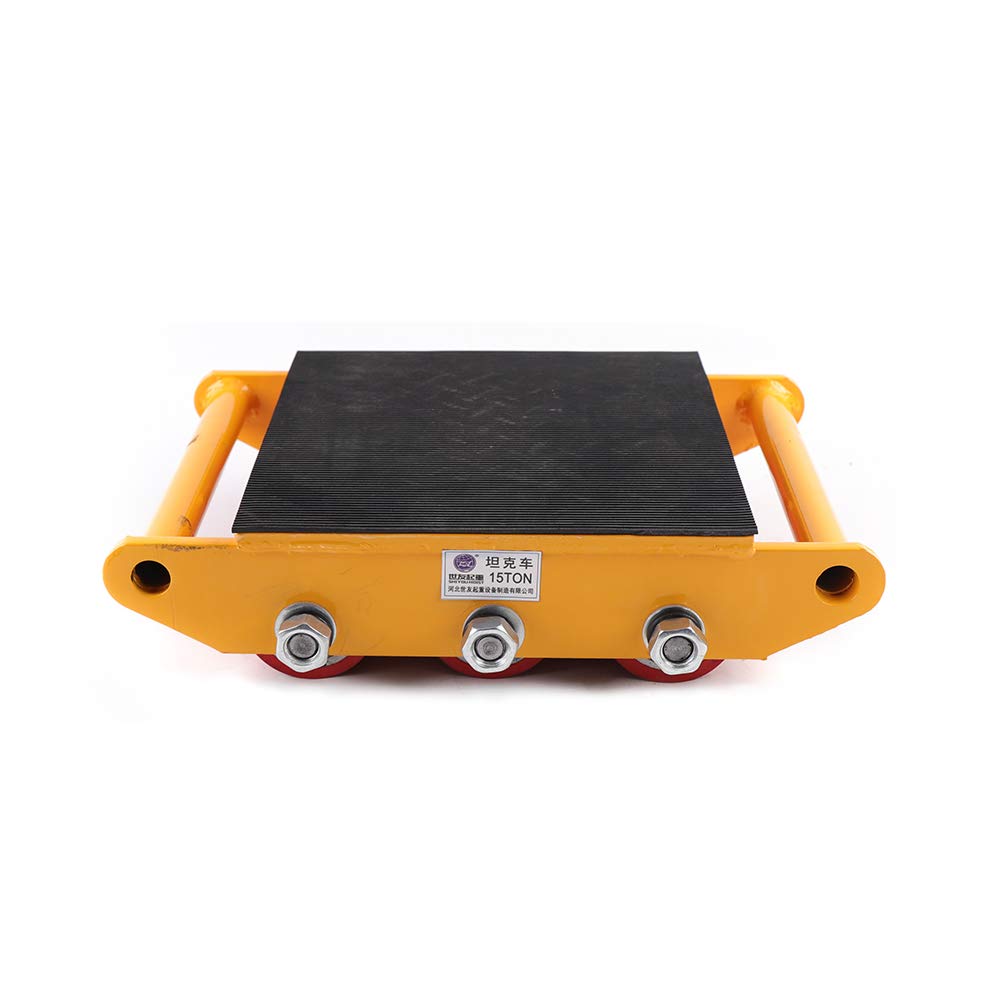Machinery Mover, Rouleau blindé 15T Heavy Duty Machine à skate scooter meubles appareil chariot de transport avec bouchon rotatif à 360° pour applications industrielles et commerciales Jaune