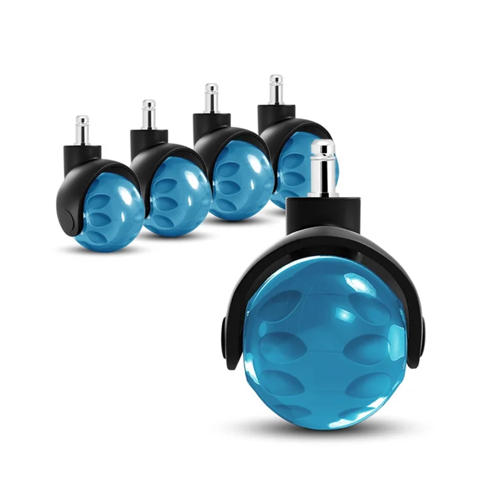 5 pezzi da 2 pollici ruote di ricambio for sedia ufficio, silenziose e scorrevoli, for scrivania, resistenti, universali Per Sedie Da Gaming(Blue)