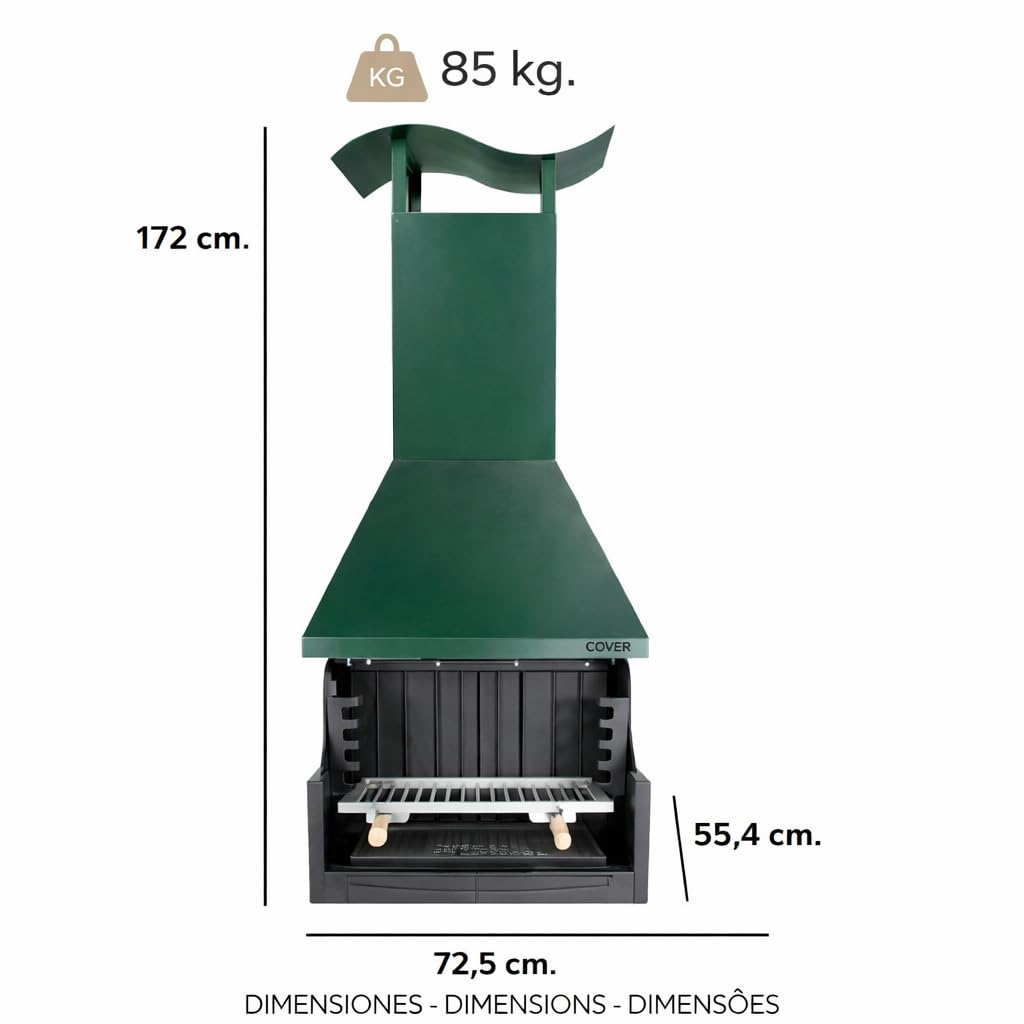 MF - Barbacoa de leña y carbón estilo argentino para jardín modelo Coven verde