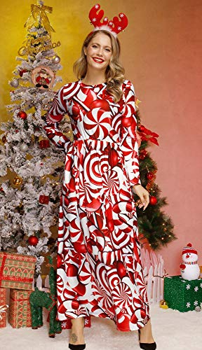 For G and PL Women Christmas Long Sleeve Maxi Dress Xmas Candy 2XL