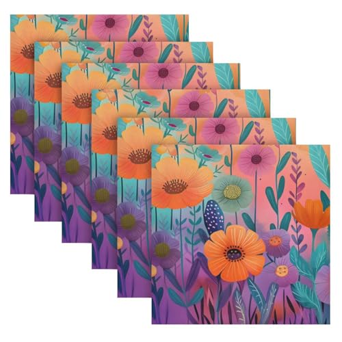 Servilletas de Tela con Estampado Floral Multicolor x6 miniatura 2