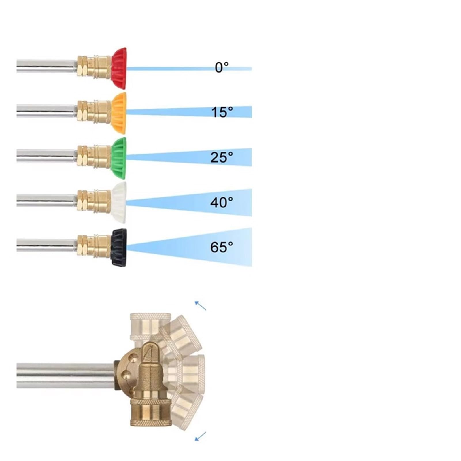 Varilla de Extensión para Hidrolimpiadora Extensión de manguera lavado a alta presión con interfaz conexión rápida universal for adaptador y boquillas acoplamiento pivotante 180 grados(Color 2)