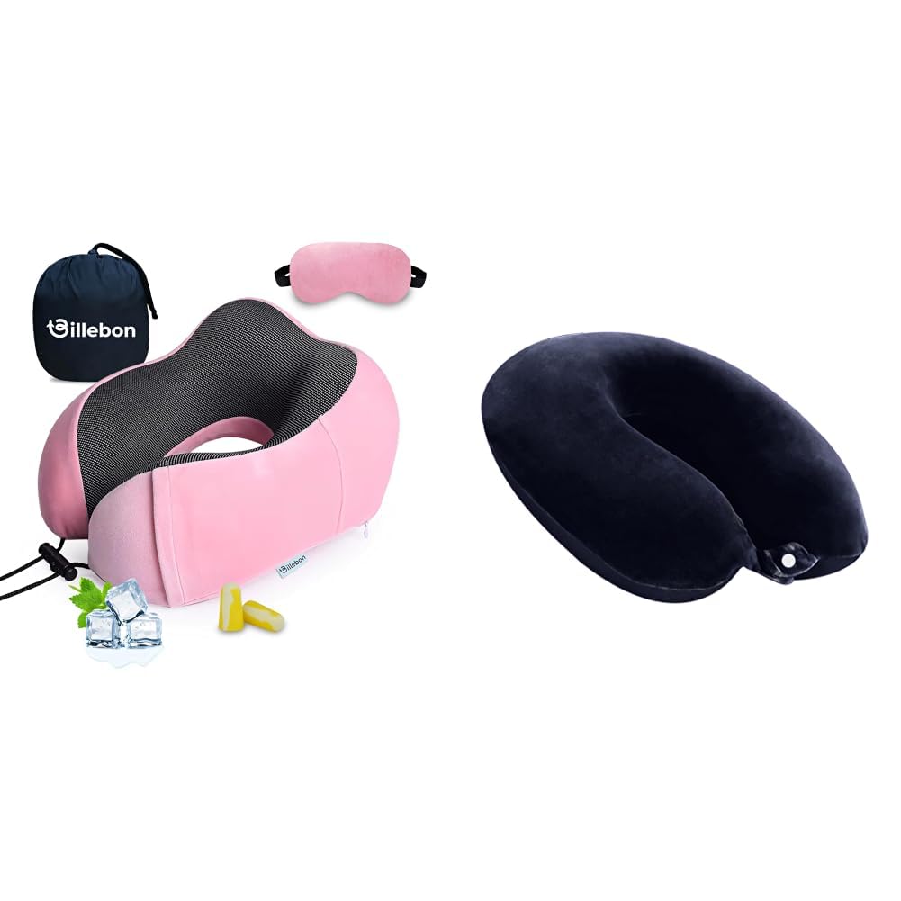 Billebon Neck Pillow for Travel – Cool-Gel Infused Memory Foam Support, U-Shape Ergonomic Design, + Cool Gel Infused Memory Foam Travel Neck Pillow with Magnetic Fabric Luxury Neck Support-image-8