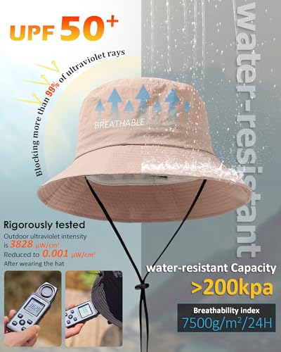 Image of Water-Resistant Bucket Hat for Women Men Rain Hat UPF 50+ Boonie Sun Hat Foldable Summer Floppy Fishing Safari Hats