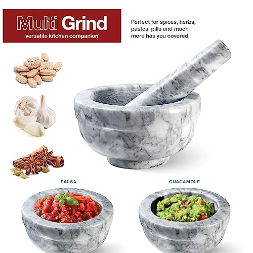 Sagler Mortar and Pestle Set - Small Grinding Bowl Container for Guacamole, Spices, Salsa, Pesto, Herbs - Best Mortar and Pestle Spice and Pills Crusher Set, Holds Up to 2.5oz - 3.75x2’’, Marble Gray - Image 6