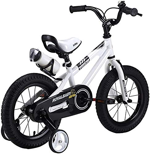 YPLDM Freestyle-Junge Mädchen Kinder Kinder Kinder-Fahrrad 6 Farben, 12", 14", 16", 18" mit Stabilisatoren, Wasserflasche und Halter,Weiß,18 – Bild 3