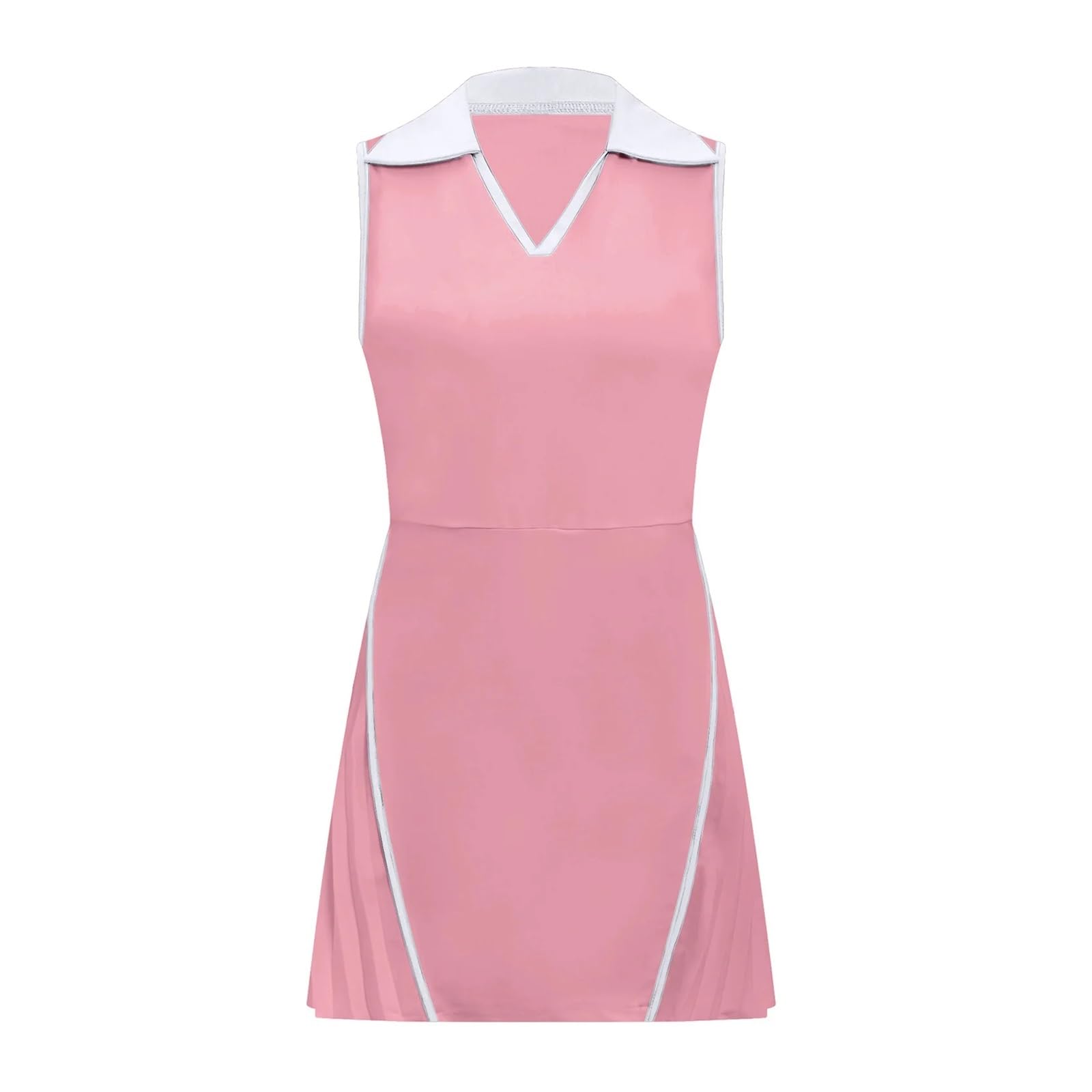 Vestido Deportivo Vestidos Deportivos de Tenis for Mujer, Ropa Golf for, Cuello en V, sin Mangas, Ribete Contraste Vestido Padel Mujer(Green,L)
