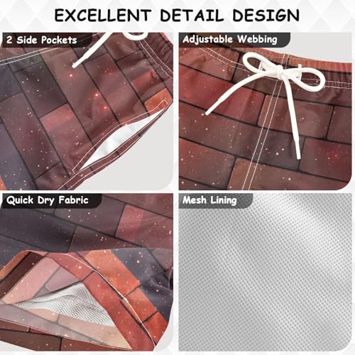 Pigsaly Boys Swim Trunks Gradient Flashing Brick Red Terracotta Checkered Boys Board Shorts Swimsuit Swimwear 5T3