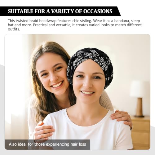 Image of DRESHOW Turban Pre-Tied Twisted Hat Thread African Head Wraps for Black Women Chemo Cancer Cap Braid Hair Cover