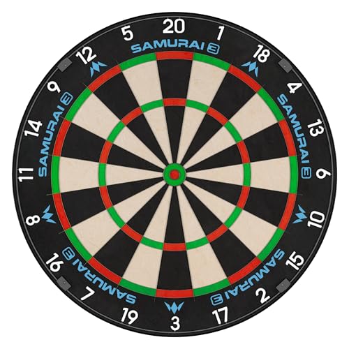 Mission Darts | Samurai 3 | Professionelles Borste-Dartboard | Messerdraht | Schwarzer Zahlenring