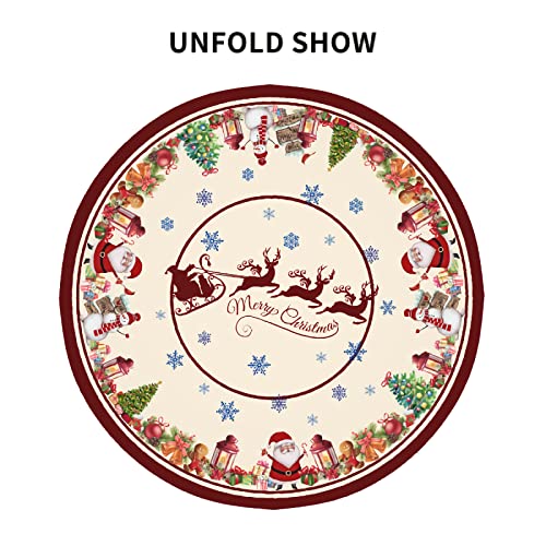 Kawani Christmas Round Tablecloth 60 Inch Christmas Tree Santa Claus Table Cloth Snowman Polyester Table Cover Holiday Decorative For Christmas Winter Holiday Kitchen Party Indoor And Outdoor #TOP3
