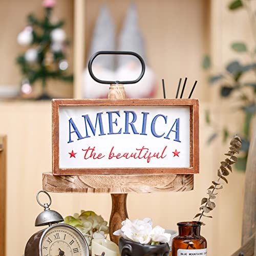 Patriotictieredtraydecoramericathebeautifuldecorativeblocksignwoodframeembossedmetaldecorationfor4thofjulymemorialdayamericanahomedecorforshelvesmantel Urban Country Home Decor Patriotic tiered tray decor america the beautiful decorative block sign wood frame embossed metal decoration for 4th of july memorial day americana home decor for shelves mantel urban country home decor