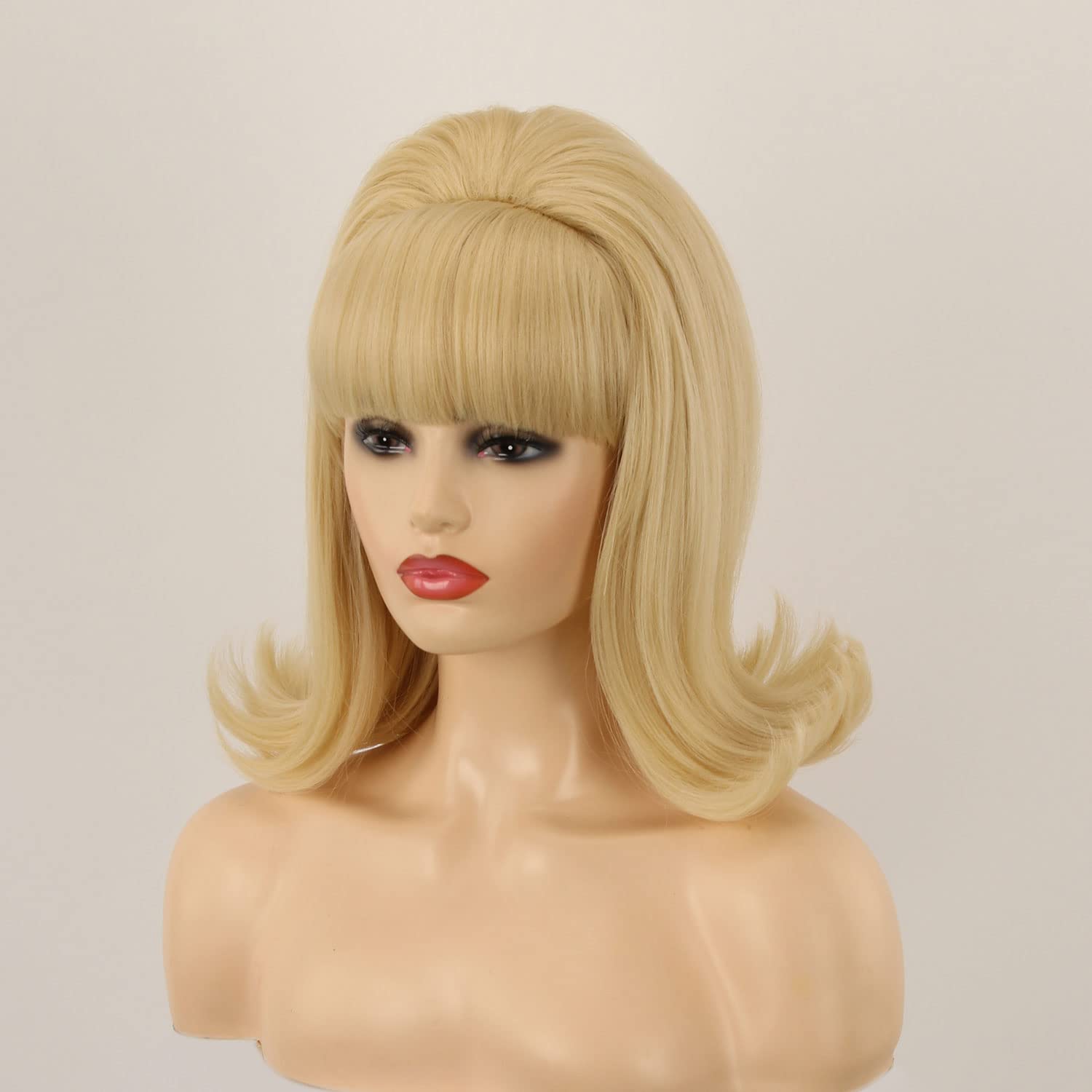 QACCF Blonde Beehive Wig 70s Pinup Pelucas 60s Beehive Style Vintage Look Halloween Costume Women Wig wtih Bang (Blonde) - Image 4