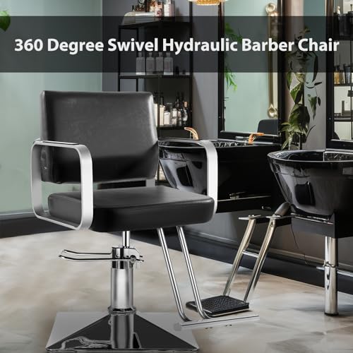 Stylist Chairs for Salon, Hydraulic Pump Salon Chair 360 Degree Rotating Barber Chair, Spa Beauty Equipment for Hair Stylists, Tattoo Artists, Cosmetologists (Silvery) - Image 5