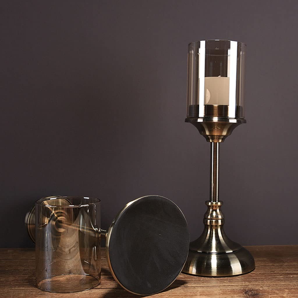 Portacandele Candeliere Pillar Candle Holder con Vetro, Set di 2 Gifts Candeliere for la casa, lampadari for la Festa Nuziale Centri tavola Porta Candele