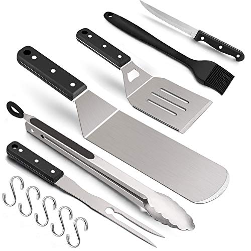 Leonyo Griddle Accessories Set of 6, Stainless Steel Metal Spatula Forks - Grill