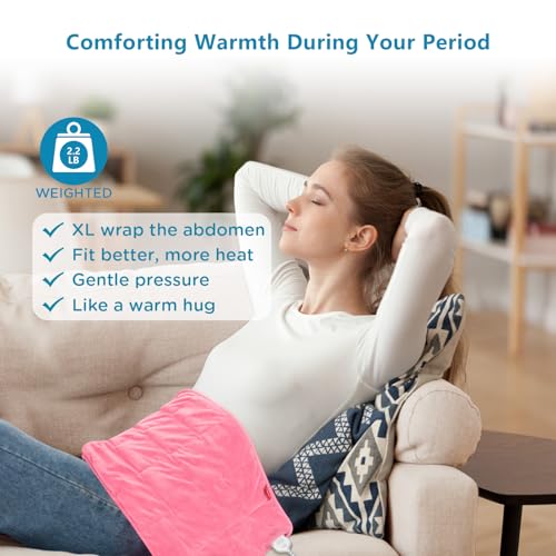 Image of Comfytemp Weighted Heating Pad for Back & Period, FSA Eligible Electric Heat Pad, Birthday Gifts for Women Men Mom Dad & Mother Day Gift, 2.2 lb HSA Neck Shoulder Heated Pad, 2H Auto-Off, 12x24, Pink