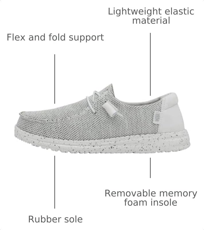 Image of HEYDUDE Women's Wendy Sox Stone White Size 4 | Women's Shoes | Women Slip-on Loafers | Comfortable & Light-Weight