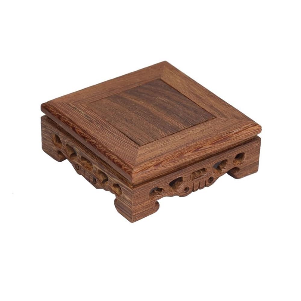 V2t9R4m7 Bonsai pot stand Redwood Carving Square Base Home Decor, Vases Plants Sculpture Display Stand Bonsai display stand(XS)