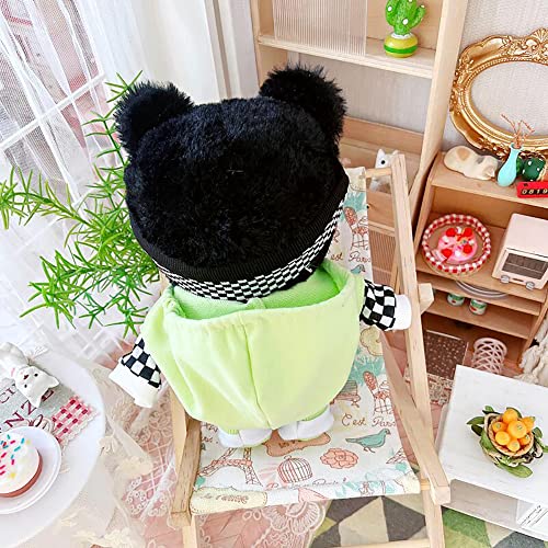 niannyyhouse 20cm Plush Doll Humanoid Stuffed Body Headband Green Hoodie Pants Shoes Kpop Doll Clothes (A-1) - Image 3