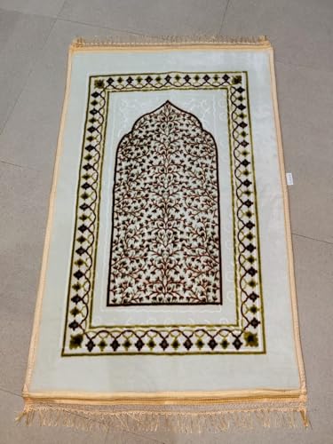 Image of Premium Luxury Islamic Janamaz Velvet Muslim /Yoga /Prayer Mat - 70x115 cm, Soft Touch Janamaz, 850g, Velvet Musalla Mat for Namaz, Extra Soft, Large Size