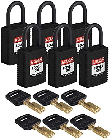 Brady CPT-BLK-25PL-KD6PK, 150211 Compact Nylon Lockout Padlock (Pack of 3 pcs)