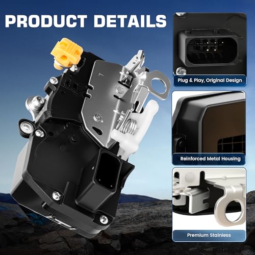 Image of Door Lock Actuator Front Left Driver Side Compatible with Chevy Silverado Tahoe Suburban Avalanche GMC Sierra Yukon Cadillac Escalade 2007-2009 Replace 931-303 25876382 25876385 25876386 25863021