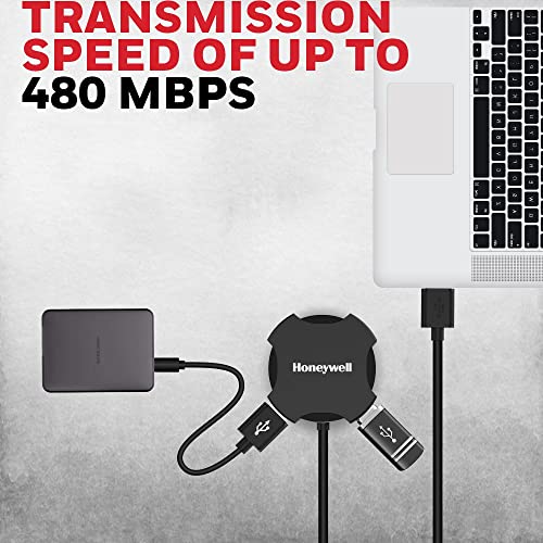 Honeywell 4 in 1 Ultra Slim USB Hub 2.0,1.2Meter(4 feet) Cable, with a Transfer Speed of 480MBPS, Universally Compatible with All USB PC Speaker... - Image 4