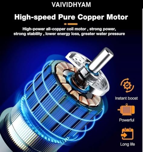 Image of Car Washer High Pressure Gun (Double Battery) Cordless Portable Wireless Pressure Washer Gun High Pressure Water Gun for Car,Bike Washing Cleaning| Adjustable Nozzle and 5M Hose Pipe MY55