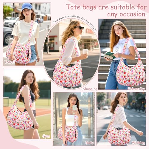 Image of Quilted Puffer Tote Bag Purse Puffy Crossbody Shoulder Bag,Lightweight Nylon Hobo Bag Puffer Carryall Bag for Women Girl