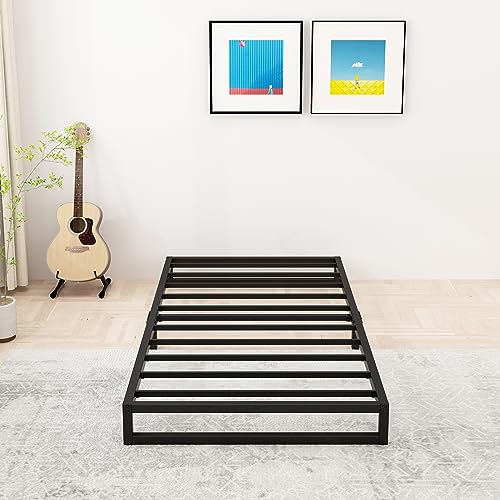 Lutown-Teen 6 Inch Twin Size Bed Frames Heavy Duty Metal Twin Platform Bed Frame No Box Spring...