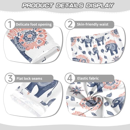 Elephant Mandala Flower Leaf Girls Casual Leggings for Kids Printed Long Pant Bottoms Stretch and Soft3