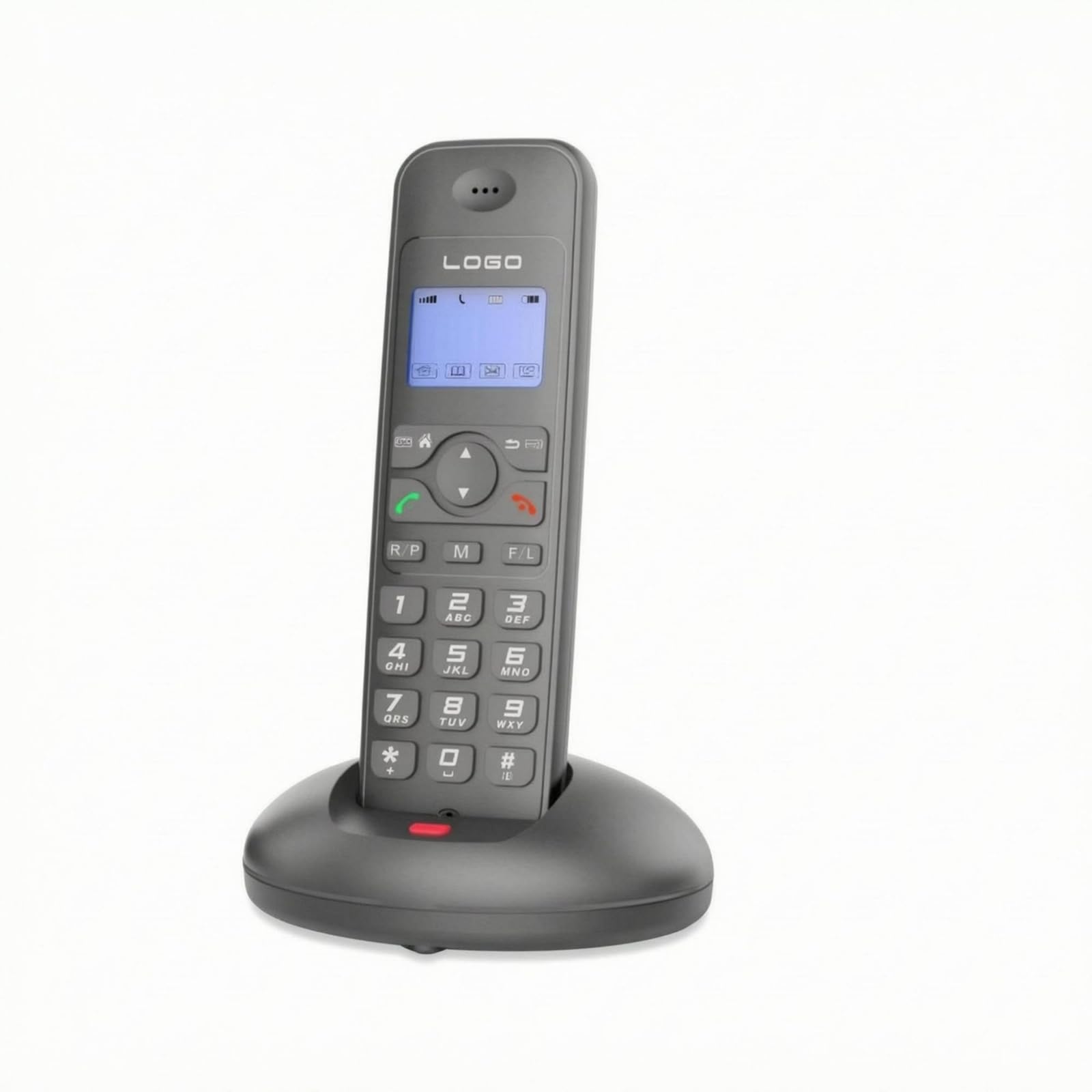Small Display Digital Cordless Phone Numeric Keypad Handheld Cordless Phone Upright Charging Communication Device Navigation Buttons, Black, UK Power-image-7