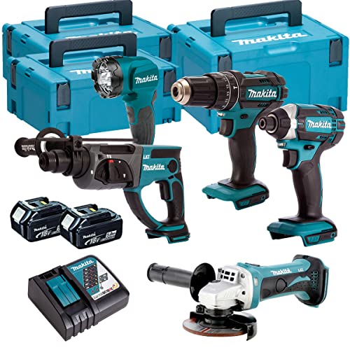 Makita 18V Li-ion 5 Piece Cordless Power Tool Kit with 2 x 5.0Ah Batteries & Charger T4TKIT-111- Tool Set - Monster Power Tool Kit - Combo Kit - 18V Cordless Power Tool Kits - Combo Kits - Makita kit