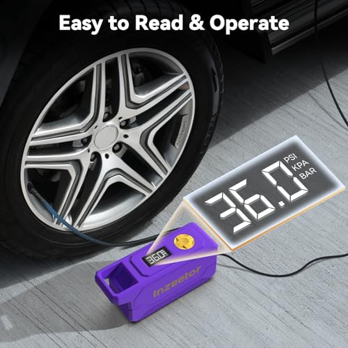 Image of 150 PSI Tire Inflator Portable Air Compressor with Digital Pressure, Purple
