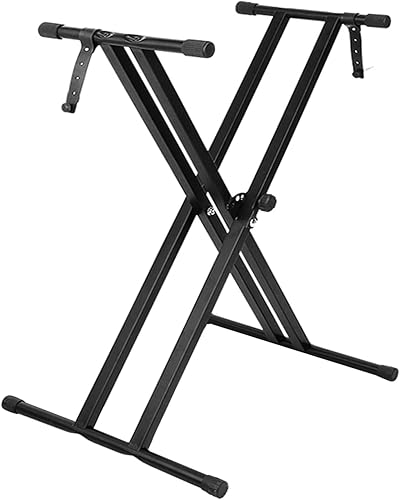 GLEAM Soporte para teclado doble estilo X infinitamente ajustable con correas de bloqueo para 61 76 88 teclas