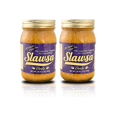 Slawsa All-Natural Gluten-Free The Gourmet Topping for Everything Certified Kosher Garlic Flavor 16 oz 2 pack Cover