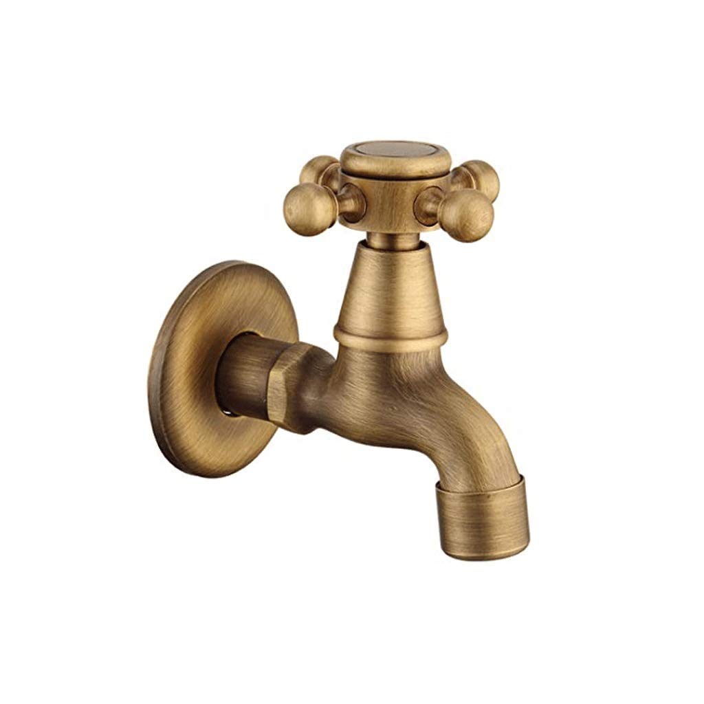 SaryEdge Faucets,in-Wall Faucet All Copper Antique WashingLong and Short Single Cold Wall-Mounted European Retro Mop Pool Faucet,