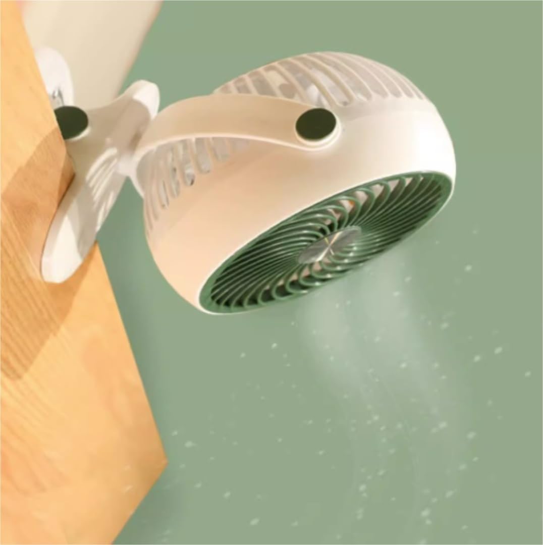 Ventilatore portatile a clip, 3 velocità, funzionamento silenzioso, con ricarica USB, per casa, campeggio e viaggi