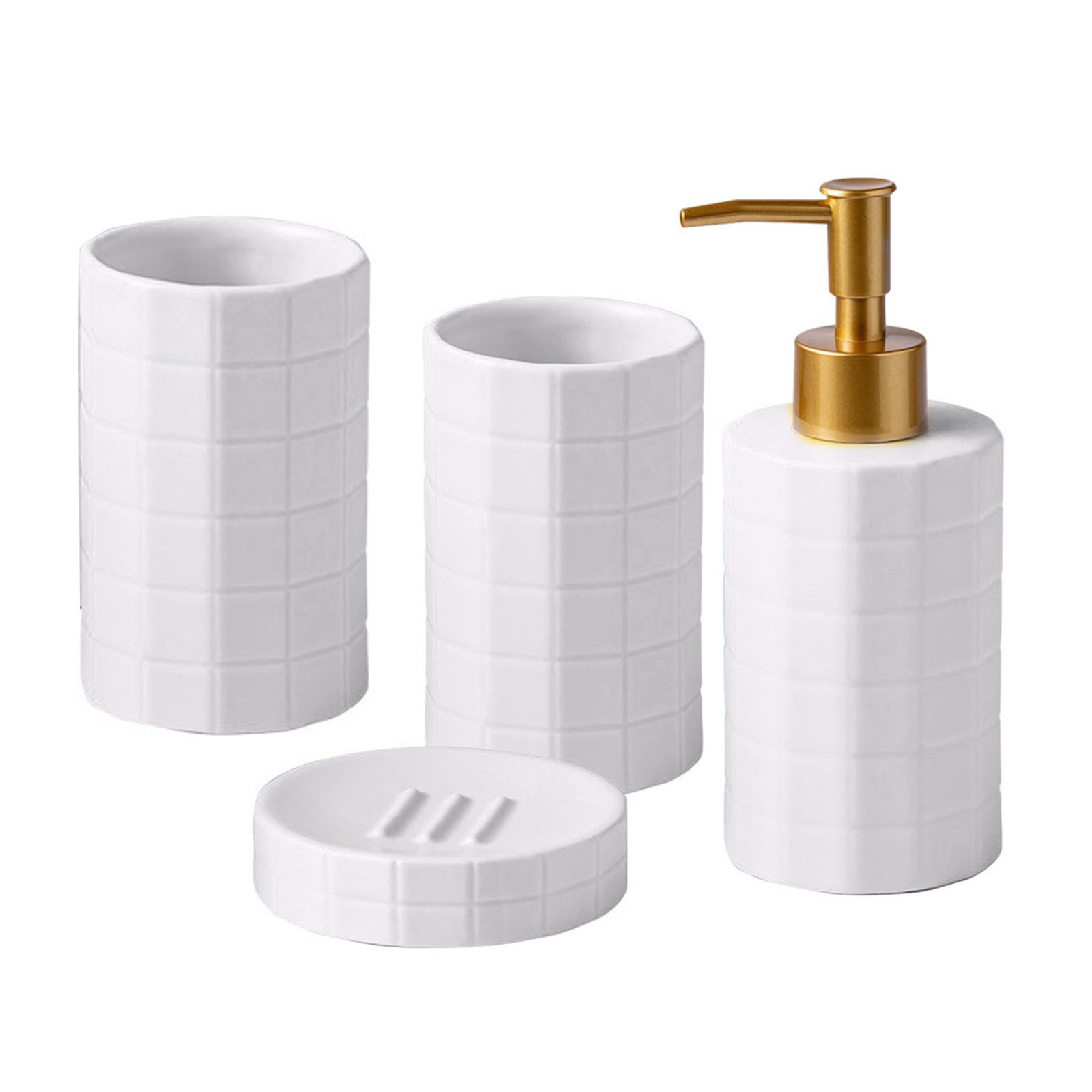 Set da bagno in ceramica di alta qualità con base antiscivolo dispenser di sapone e bicchiere per spazzolino da denti, set da bagno in ceramica per bagno