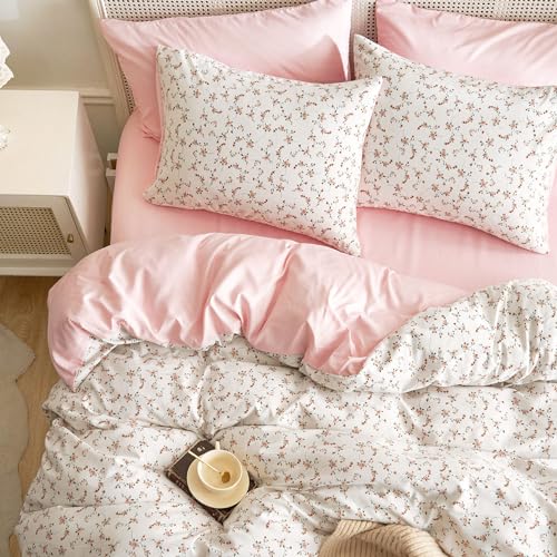 Wake In Cloud - Floral Comforter Set, Coquette Cottagecore Aesthetic Cute Flower Pattern for Women...