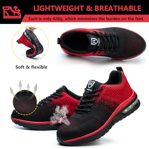 Image of Steel Toe Shoes for Men Women Lightweight Comfortable Work Shoes Indestructible Slip Resistant Safety Shoes for Construction