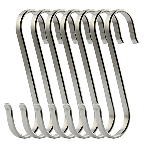 RuiLing 6-Pack Size X-Large Flat S Hooks Heavy-Duty Genuine Solid 304 Stainless Steel